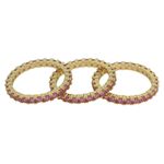 Conjunto 3 Aneis Riviera Zircônia Lesprit 60116341 Dourado Fuxia