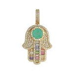 Pingente Mão de Hamsa Zircônia Lesprit 6010977 Dourado Multicor