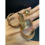 Conjunto Brinco e Anel Metal Lesprit 6013300 Dourado