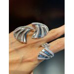 Conjunto Brinco e Anel Zircônia Lesprit 6013748 Ródio Cristal