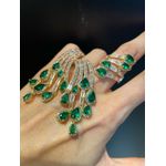 Conjunto Brinco e Anel Zircônia Lesprit 6816011 Dourado Verde
