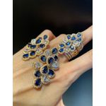 Conjunto Brinco e Anel Zircônia Lesprit 6816628 Dourado Azul