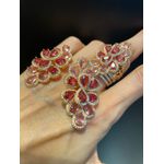 Conjunto Brinco e Anel Zircônia Lesprit 6816628 Dourado Rubi