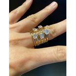 Conjunto Aneis Zircônia Lesprit 6817624 Dourado Cristal