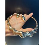 Conjunto Colar Choker e Brinco Metal Lesprit 7800913 Dourado