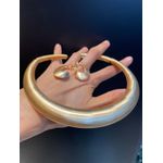 Colar Choker Metal Fosco Lesprit 7800938 Dourado
