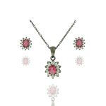 Conjunto Colar Zirconia Lesprit Rodio Negro Rubi