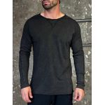 Camiseta Masculina Manga Longa Estonada com Detalhe na Gola