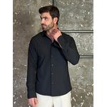 Camisa Masculina Social Preta Lisa Slim Fit 