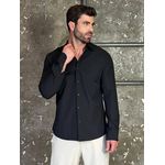 Camisa Masculina Social Preta Lisa Slim Fit 