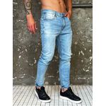 Calça Jeans Skinny Masculina Azul Claro Estonada