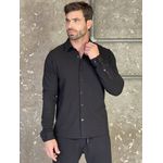 Camisa Masculina Manga Longa Texturizada Preta