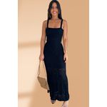 Vestido Tricot Rendado Preto Carolina