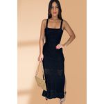 Vestido Tricot Rendado Preto Carolina