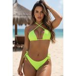 Biquíni Cortininha Asa Delta Amarelo Neon