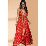 Vestido Seda Deusa Gaia Vermelho