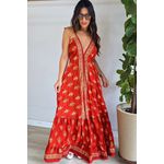Vestido Seda Deusa Gaia Vermelho