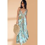 Vestido Seda Bromélias Verde