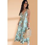 Vestido Seda Bromélias Verde
