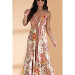 Vestido Seda Bromélias Vermelho