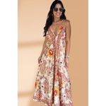 Vestido Seda Bromélias Vermelho