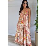 Vestido Seda Bromélias Vermelho