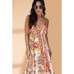 Vestido Seda Bromélias Vermelho
