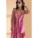 Vestido Seda Curto Coral