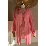 Saída de Praia Camisa Básica Rosa Coral Claro