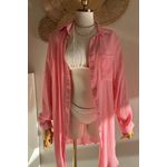 Saída de Praia Camisa Básica Rosa Coral Claro