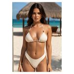 Biquíni Cortininha Aviador Asa Delta Bege Claro