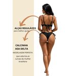 Biquíni Meia Taça Bojo Preto Textura