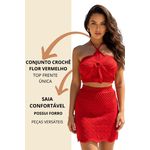 Conjunto Crochê Flor Vermelho