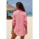 Saída de Praia Camisa Básica Rosa Coral Claro