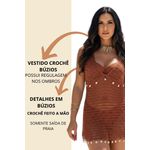 Vestido Crochê Alça Búzios Marrom