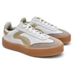 Tênis Feminino Casual Mika Branco e Dourado