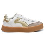 Tênis Feminino Casual Mika Branco e Dourado