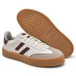 Tênis Feminino Casual Lauren Branco e Bordô