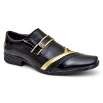 Sapato Social Brandon Preto Dourado