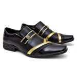 Sapato Social Brandon Preto Dourado