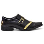Sapato Social Brandon Preto Dourado