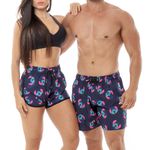 Kit Shorts Casal Praia Stitch Marinho Black Beast