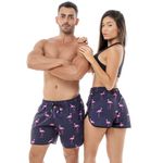 Kit Shorts Casal Praia Flamingo Black Beast