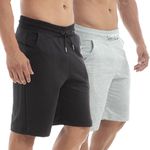 Kit 2 Bermudas Masculinas Shorts Moletinho Black Beast – Preto Cinza Claro