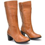 Botas Femininas Cano Médio Salto Grosso Caramelo