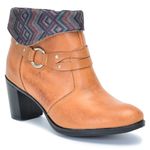 Bota Feminina Cano Curto Salto Grosso Caramelo/Étnico