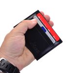 Porta cartão e dinheiro em couro preto