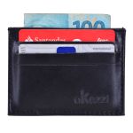 Porta cartão e dinheiro em couro preto