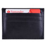 Porta cartão e dinheiro em couro preto