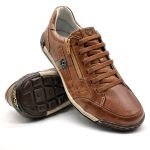 Sapato Masculino Casual Zíper e Elástico Palmilha Ortopédica 148/01 Caramelo